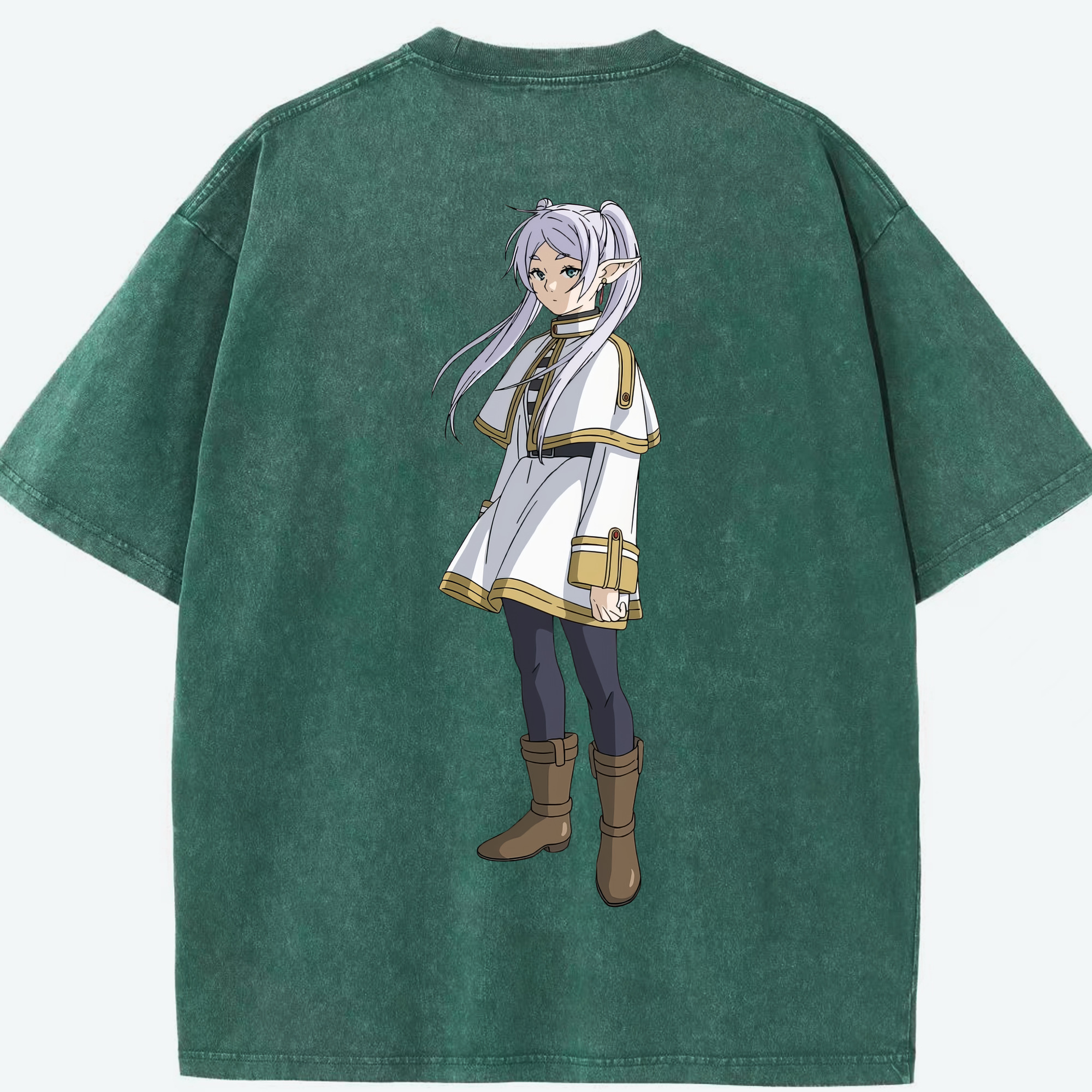 （画像用） 葬送のフリーレン Frieren 綿100% ヴィンテージ風 半袖Tシャツ（背面プリント）